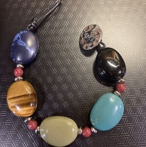 Chaps Bracelet Chunky Beads Boho Hippie Chic 7.5"